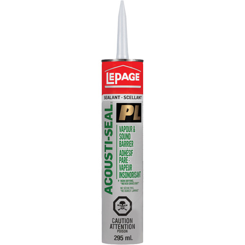 Lepage 628822 PL Vapour Barrier & Sound Reduction Adhesive, 825 ml, Tube, Black-(Each)