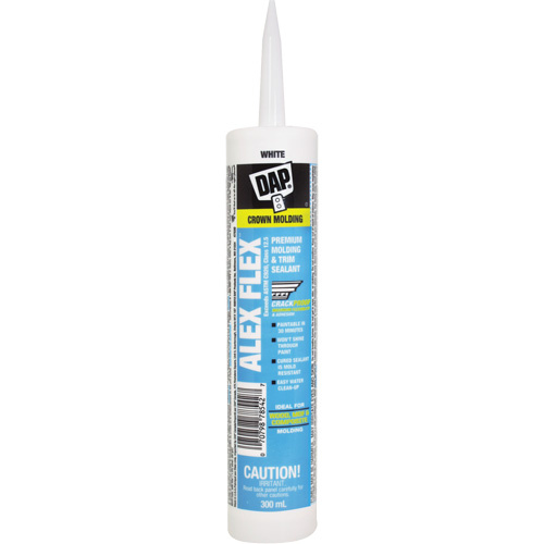 DAP 7079878542 Alex Flex Premium Molding & Trim Acrylic Latex Siliconized Sealant, 300 ml, Cartridge, White-(Each)