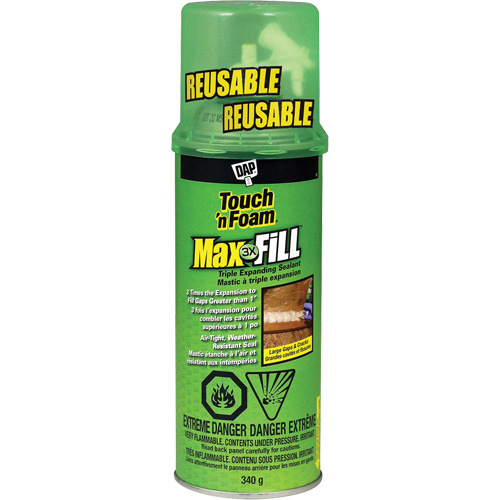 DAP 7565000126 Touch 'n Foam Max Fill Triple Expanding Sealant, 340 g, Aerosol Can, Cream-(Can)