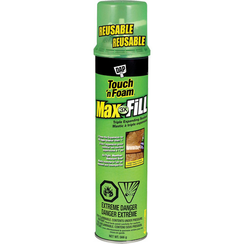 DAP 7565000128 Touch 'n Foam Max Fill Triple Expanding Sealant, 566 g, Aerosol Can, Cream-(Can)