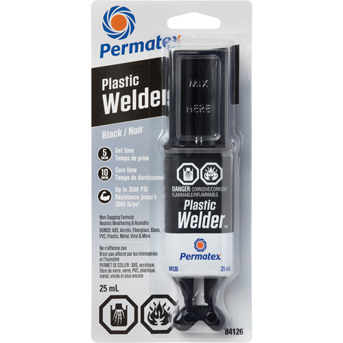 Permatex 84126 Plastic Welder™ Epoxy Plastic Welder™ Epoxy, 25 ml, Syringe, Two-Part, Black - Each