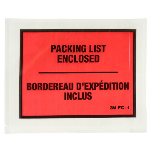 3M FC-1 Packing List Envelope Packing List Envelope, 5-1/2" L x 4-1/2" W, Endloading Style - Case of 50