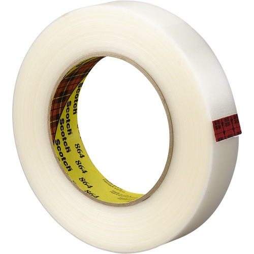 3M 864-12X330-CLR Scotch Reinforced Strapping Tape, 5.6 mils Thick, 12 mm (1/2") x 330 m (1082') -(Roll)