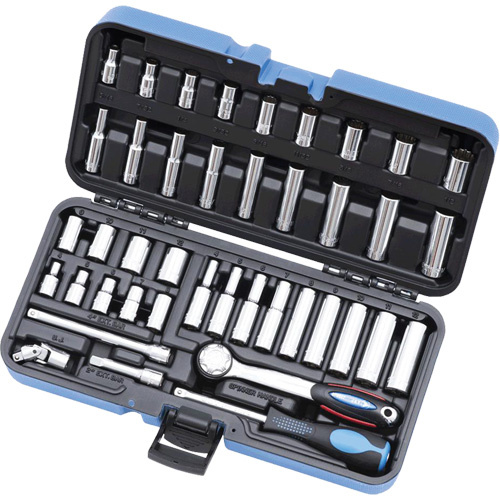 JET 600126 SW1442C-12 SAE/Metric 12-Point Socket Wrench Set SW1442C-12 SAE/Metric 12-Point Socket Wrench Set, 42 Pcs, 1/4" Drive Size, Deep - Each