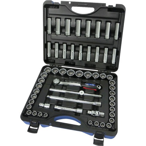 JET 600342 SAE/Metric 12-Point Socket Set SAE/Metric 12-Point Socket Set, 55 Pcs, 1/2" Drive Size, Deep - Each