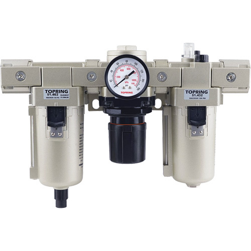 Topring 51.418 Filter, Regulator, Lubricator with Metal Bowl Filter, Regulator, Lubricator with Metal Bowl, 1/2" NPT, 150 PSI - Each