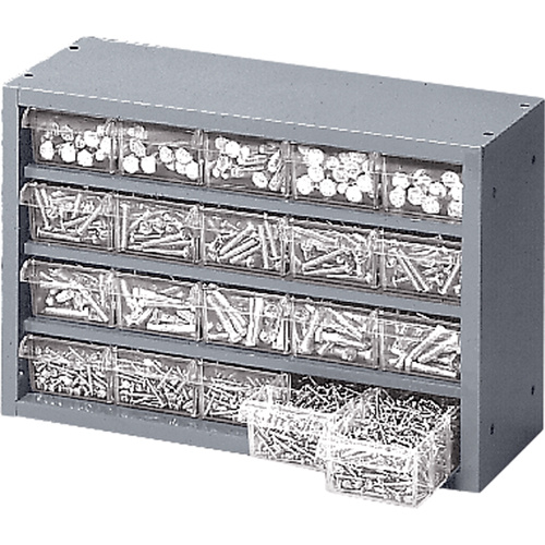 Durham Manufacturing 016-95 Heavy Duty Drawer Cabinets, 20 Drawers, 16 1/2" W x 6 1/2" D x 11 1/4" H, Grey-(Each)