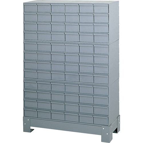 Durham Manufacturing 019-95 Industrial Drawer Cabinet With Base, 72 Drawers, 34-1/8" W x 12-1/4" D x 48-1/8" H, Grey-(Each)