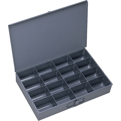 Durham Manufacturing 113-95 Compartment Scoop Boxes, Steel, 16 Slots, 18" W x 12" D x 3" H, Grey-(Each)