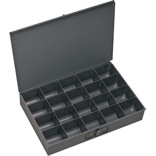 Durham Manufacturing 111-95 Compartment Scoop Boxes, Steel, 20 Slots, 18" W x 12" D x 3" H, Grey-(Each)