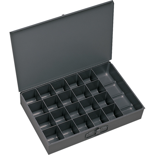 Durham Manufacturing 109-95 Compartment Scoop Boxes, Steel, 21 Slots, 18" W x 12" D x 3" H, Grey-(Each)