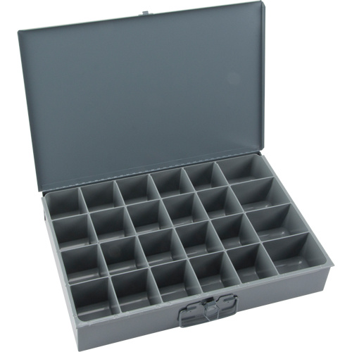 Durham Manufacturing 102-95 Compartment Scoop Boxes, Steel, 24 Slots, 18" W x 12" D x 3" H, Grey-(Each)