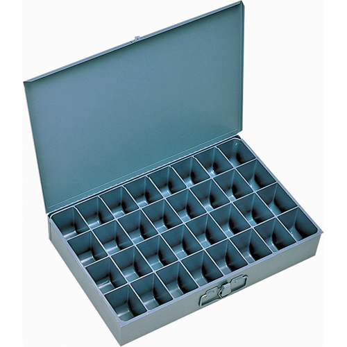 Durham Manufacturing 107-95 Compartment Scoop Boxes, Steel, 32 Slots, 18" W x 12" D x 3" H, Grey-(Each)