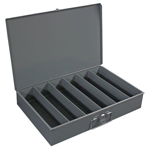 Durham Manufacturing 117-95 Compartment Steel Scoop Boxes  Compartment Steel Scoop Boxes , 18.34" W x 12.16" D x 3.16" H, 6 Vertical Compartments - Each