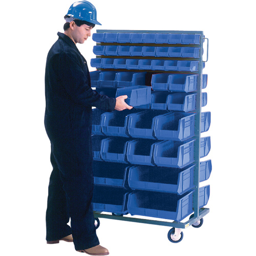 KLETON Double-Sided Mobile Bin Rack Double-Sided Mobile Bin Rack, Double-sided, 96 bins, 36" W x 24" D x 63" H - Each