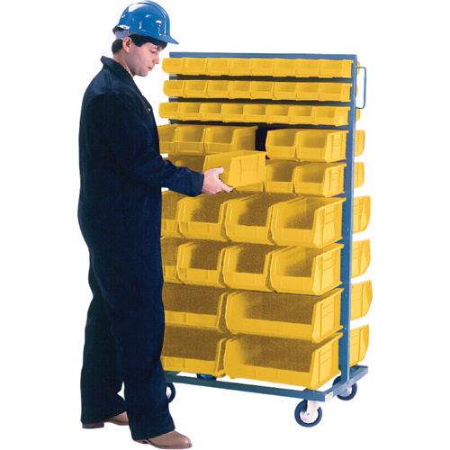 KLETON Double-Sided Mobile Bin Rack Double-Sided Mobile Bin Rack, Double-sided, 96 bins, 36" W x 24" D x 63" H - Each