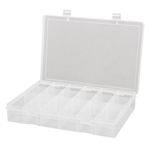 Durham Manufacturing LP18-CLEAR Compact Polypropylene Compartment Cases, 13-1/8" W x 9" D x 2-5/16" H, 18 Compartments-(Each)