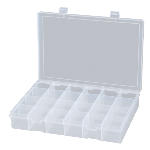 Durham Manufacturing LP24-CLEAR Compact Polypropylene Compartment Cases, 13-1/8" W x 9" D x 2-5/16" H, 24 Compartments-(Each)
