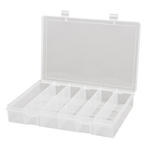Durham Manufacturing LP6-CLEAR Compact Polypropylene Compartment Cases, 13-1/8" W x 9" D x 2-5/16" H, 6 Compartments-(Each)