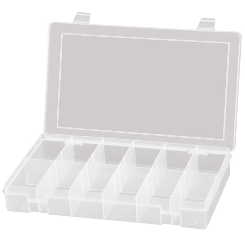 Durham Manufacturing SP12-CLEAR Compact Polypropylene Compartment Cases, 11" W x 6-3/4" D x 1-3/4" H, 12 Compartments-(Each)