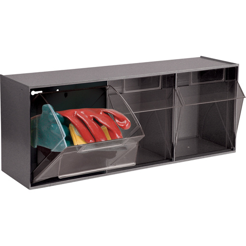 Quantum Storage System QTB303GY Tip-Out Bins Modular Storage System Tip-Out Bins Modular Storage System, 23-5/8" W x 7-3/4" D x 9-1/2" H, 3 Drawers - Each