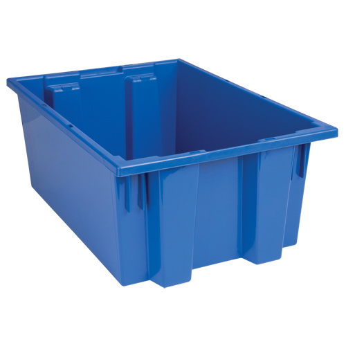 Quantum Storage System SNT200BL Stack & Nest Totes Stack & Nest Totes, 8" x 19.5" x 13.5", Blue - Each