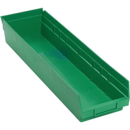 Quantum Storage System QSB106GN Shelf Bins Shelf Bins, 6-5/8" W x 4" H x 23-5/8" D, Green, 50 lbs. Capacity - Each
