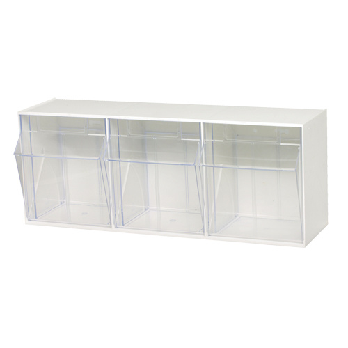 Quantum Storage System QTB303WT Clear Tip Out Bins Clear Tip Out Bins, 23-5/8" W x 7-3/4" D x 9-1/2" H, 3 Drawers - Each