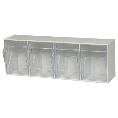 Quantum Storage System QTB304WT Clear Tip Out Bins Clear Tip Out Bins, 23-5/8" W x 6-5/8" D x 8-1/8" H, 4 Drawers - Each