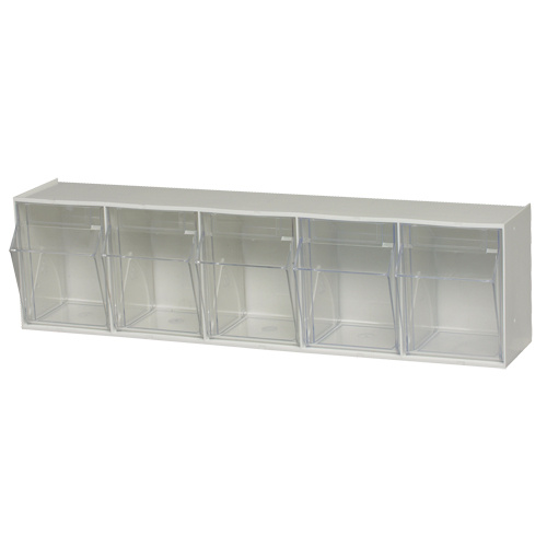 Quantum Storage System QTB305WT Clear Tip Out Bins Clear Tip Out Bins, 23-5/8" W x 5-1/4" D x 6-1/2" H, 5 Drawers - Each