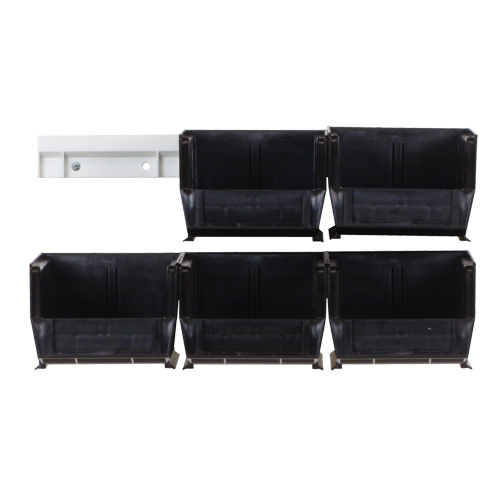 Quantum Storage System HNS210BK Hang-n-Stack Bin Complete Package Hang-n-Stack Bin Complete Package, 4-1/8" W x 3" H x 5-3/8" D, Black - Each