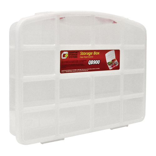 Quantum Storage System QB900 Clear Compartment Storage Box Clear Compartment Storage Box, 13" W x 10-1/4" D x 2-3/8" H, 10 Compartments - Each