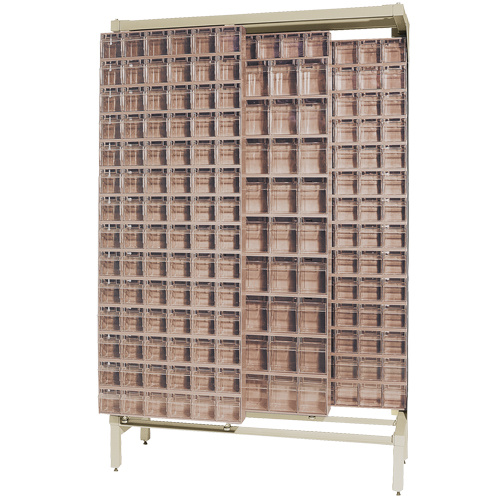 Quantum Storage System QS-305306-52IV Free-Standing Tip-Out Bins Slider System Free-Standing Tip-Out Bins Slider System, 48" W x 18" D x 77" H, 303 Drawers - Each