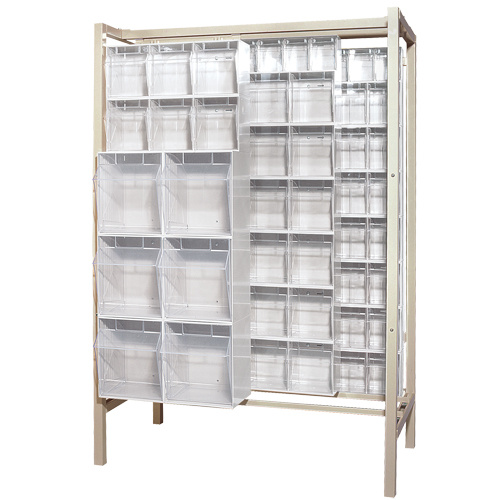 Quantum Storage System QS-BIG-101WT Free-Standing Tip-Out Bins Slider System Free-Standing Tip-Out Bins Slider System, 51-1/4" W x 26" D x 77" H, 101 Drawers - Each