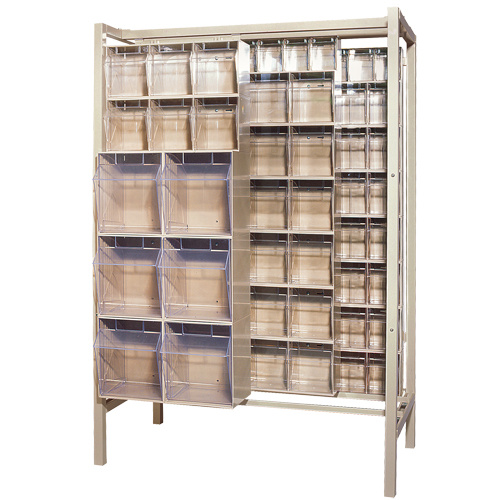 Quantum Storage System QS-BIG-101IV Free-Standing Tip-Out Bins Slider System Free-Standing Tip-Out Bins Slider System, 51-1/4" W x 26" D x 77" H, 101 Drawers - Each