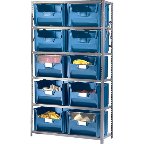 Shelving Unit with Stacking Bins, Steel, Boltless, 650 lbs. Capacity, 42" W x 75" H x 18" D-(Each)