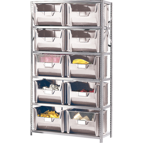 Shelving Unit with Stacking Bins, Enamel, Boltless, 650 lbs. Capacity, 42" W x 76" H x 18" D-(Each)