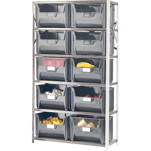Shelving Unit with Stacking Bins, Enamel, Boltless, 650 lbs. Capacity, 42" W x 76" H x 18" D-(Each)