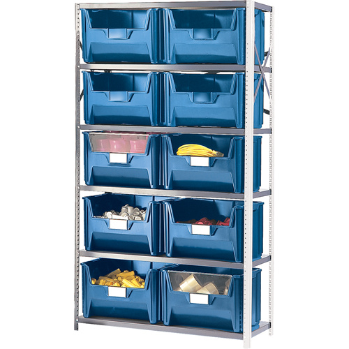 Shelving Unit with Stacking Bins, Enamel, Boltless, 650 lbs. Capacity, 42" W x 76" H x 18" D-(Each)