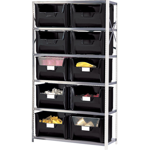 Shelving Unit with Stacking Bins, Enamel, Boltless, 650 lbs. Capacity, 42" W x 76" H x 18" D-(Each)