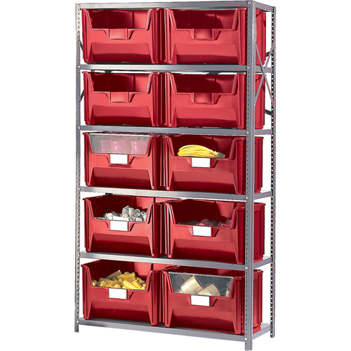 Shelving Unit with Stacking Bins, Enamel, Boltless, 650 lbs. Capacity, 42" W x 75" H x 18" D-(Each)