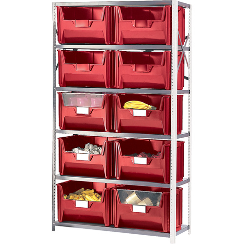 Shelving Unit with Stacking Bins, Steel, Boltless, 650 lbs. Capacity, 42" W x 76" H x 18" D-(Each)