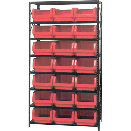 Shelving Unit with Stacking Bins, Steel, Boltless, 650 lbs. Capacity, 42" W x 76" H x 18" D-(Each)