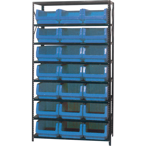 Shelving Unit with Stacking Bins, Steel, Boltless, 650 lbs. Capacity, 42" W x 76" H x 18" D-(Each)