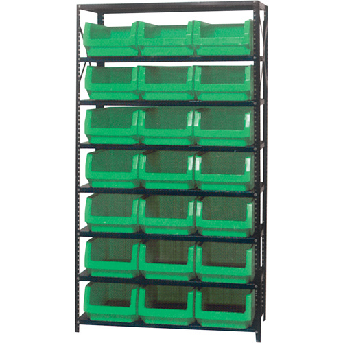 Shelving Unit with Stacking Bins, Steel, Boltless, 650 lbs. Capacity, 42" W x 76" H x 18" D-(Each)