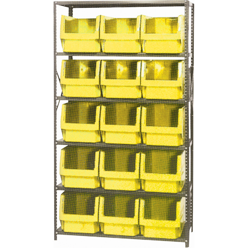 Shelving Unit with Stacking Bins, Steel, Boltless, 650 lbs. Capacity, 42" W x 76" H x 18" D-(Each)