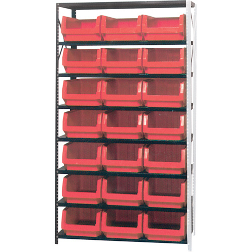Shelving Unit with Stacking Bins, Steel, Boltless, 650 lbs. Capacity, 42" W x 76" H x 18" D-(Each)