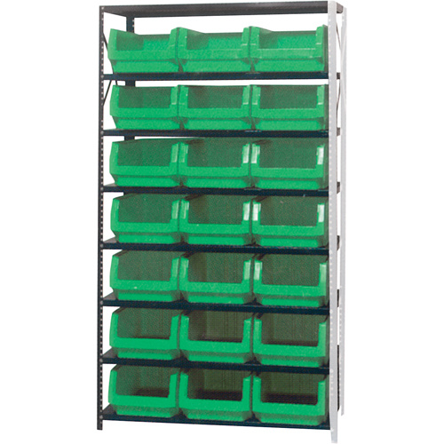 Shelving Unit with Stacking Bins, Steel, Boltless, 650 lbs. Capacity, 42" W x 76" H x 18" D-(Each)