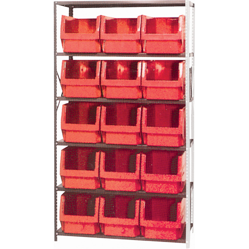 Shelving Unit with Stacking Bins, Steel, Boltless, 650 lbs. Capacity, 42" W x 76" H x 18" D-(Each)
