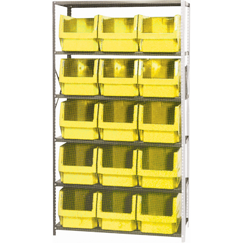 Shelving Unit with Stacking Bins, Steel, Boltless, 650 lbs. Capacity, 42" W x 76" H x 18" D-(Each)